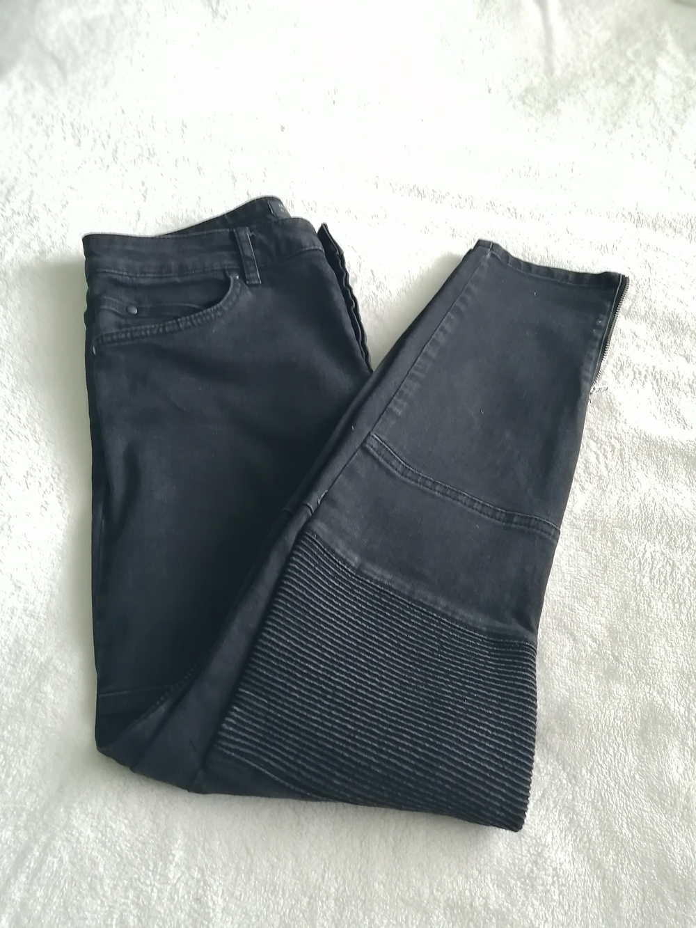 Zara Men's Skinny Black Ribbed-Knee Jeans